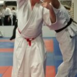 Sensei Walters demonstrating how shihonage requires a stretch