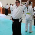 Jamie practising sideways exercise by himself.