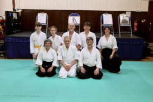 A portrait of Sensei O'Connell with the students of the Lochaber Aikido Club.